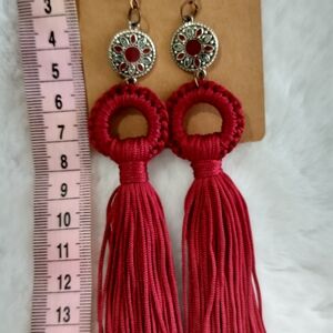 Elegant Red Tassel Earrings
